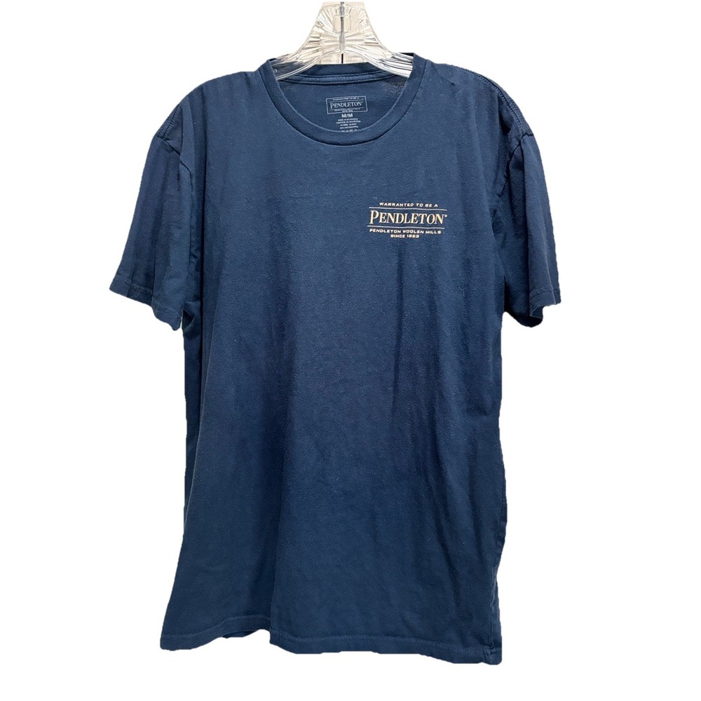 Pendleton Blue Graphic Logo Print Crew Neck Short Sleeve T-Shirt Size M Soft